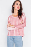 Tie-dye Print High-low Long Sleeve Top - shopwishi 