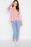 Tie-dye Print High-low Long Sleeve Top - shopwishi 