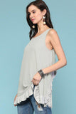 Sleeveless Back Lace Ruffle Detail Tank Top