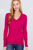 V-neck Sweater W/rivet Button