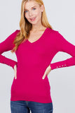 V-neck Sweater W/rivet Button