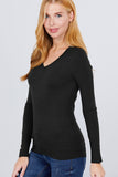 V-neck Sweater W/rivet Button