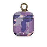 Camo Purple Premium Leather AirPods 1 & 2 Case Hook Series - shopwishi 