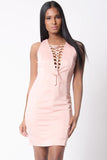 LACE UP SLEEVELESS MINI DRESS