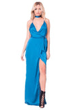SATIN CHOKER MAXI DRESS