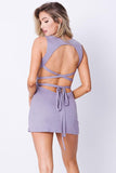 OPEN BACK SOLID MINI DRESS