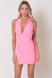SOLID HALTER MINI DRESS