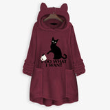 Womail Hoodie Sweatshirt Womens winter Fleece Cat Ear Long Pocket loose Casual Hooded Feminine Oversize Sweatshirt Plus Size