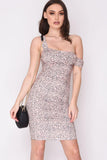 Nude Leopard Print Bodycon Dress - shopwishi 