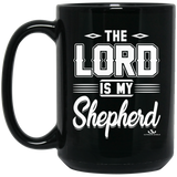 THE LORD IS MY SHEPHERD 15 oz. Black Mug
