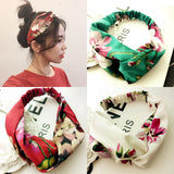 Women Girls Summer Bohemian Hair Bands Print Headbands Retro Cross Turban