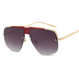 Hot Sale Irregular Mirror Sunglasses Men Half Metal Frame Sun Glasses Women Rimless UV400 Driving Gafas de sol Male