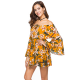 Sunflower Print Swing Loose Summer Hawaii Dress Women Long Flare Sleeve