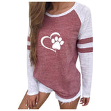 Women Blouse Fashion Splice Patchwork Printing Round Neck Blouse Shirt Long Sleeve Casual Shirt Tops Contrast Color Blouse