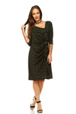 Women's 3/4 Three Quarter Sleeve Midi Dress with
