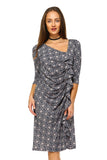 Women's 3/4 Three Quarter Sleeve Midi Dress with