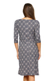 Women's 3/4 Three Quarter Sleeve Midi Dress with