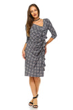 Women's 3/4 Three Quarter Sleeve Midi Dress with