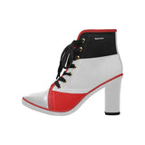 Canvas Lace Up Wakerlook Heel Ankle Boots