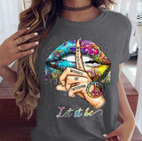 2020 Lips Watercolor Graphic T Shirt lip Women Tops Shirt Base O-neck Sexy Black Tees Kiss lip Funny whisper words Girls Tshirt