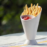 Kitchen Serving Tool Snack Cone Stand + Dip Holder