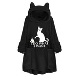 Womail Hoodie Sweatshirt Womens winter Fleece Cat Ear Long Pocket loose Casual Hooded Feminine Oversize Sweatshirt Plus Size