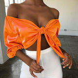 Bow Tie Off Shoulder Sexy Crop Top