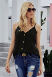 Fashion Black Spaghetti Strap Buttoned Tank Top