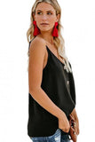Fashion Black Spaghetti Strap Buttoned Tank Top