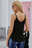 Fashion Black Spaghetti Strap Buttoned Tank Top