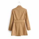 Khaki Double Breasted High Waist Office Lady