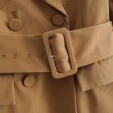 Khaki Double Breasted High Waist Office Lady