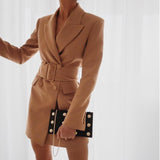 Khaki Double Breasted High Waist Office Lady