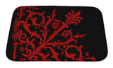Red On Black Corner Pattern Bath Mat