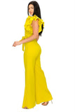 Ruffle Shoulder Jumpsuit with Belt