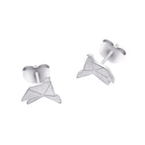 Gold Silver Color Tiny Origami Stud Earrings For