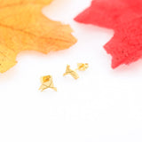 Gold Silver Color Tiny Origami Stud Earrings For