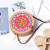 Round Woven Straw Rattan Bodybag