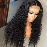 Deep Wave Closure Wig Human Hair Lace Frontal Wigs 180 Lace Front Wig Pre Plucked Bleached Knots Wigs Remy 4x4 Frontal Lace Wig