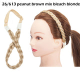 S-noilite Bohemian Plaited Headband Synthetic Braids Hair With Adjustable Belt Hairpiece Hair For Woman Hair Style Accessories