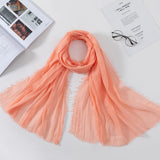 Muslim Women Crinkle Hijab Scarf Soft Solid Cotton Head ScarvesTurban Shawls and Wraps hijab femme musulman kopftuch
