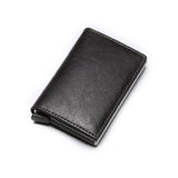DIENQI Carbon Fiber Card Holder Wallets Men Brand Rfid Black Magic Trifold Leather Slim Mini Wallet Small Money Bag Male Purses