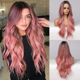 Blonde Unicorn Long Blonde Synthetic Wig for Black White Women Daily Use Middle Part Hair Wigs Water Wave Heat Resistant Fiber