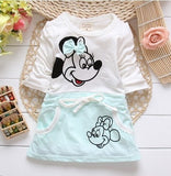 New Hot Fashion Cute Minnie Stitching Dress Pure cotton Long Sleeve Female Baby Cartoon Print Mini Knee