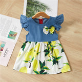 New Baby Dresses Pattern Print Lemon Cartoon Birthday Dress Female Baby Summer Clothes Kids Girl Clothes