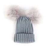 Children Winter Infant Newborn Kids Baby Wool Knitted Hat Cap Beanie With Two Double Pom Pom Beanie For Cute Boys Girl 1-3Years