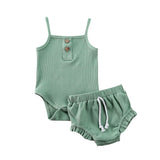 3M-24M 2PCS Summer Newborn Kid Baby Girls Clothes Knitted Crop Tops + Shorts Outfits