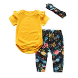Summer Newborn Infant Baby Girl Clothes Daddy is my Hero Short Sleeve T-shirt Tops+Pants+Headband Toddler Outfits Set