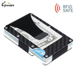 Gemeer Carbon Fiber Credit Card Holder RFID Non-scan Metal Wallet Purse Male Business Card Holder Carteira Masculina Billetera