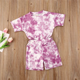 Infant Baby Girls Tie-dye Printed Clothes Sets For 1-5Y Summer Short Sleeve Print Boy T Shirts Tops+Shorts Pants Kids Boy Suits